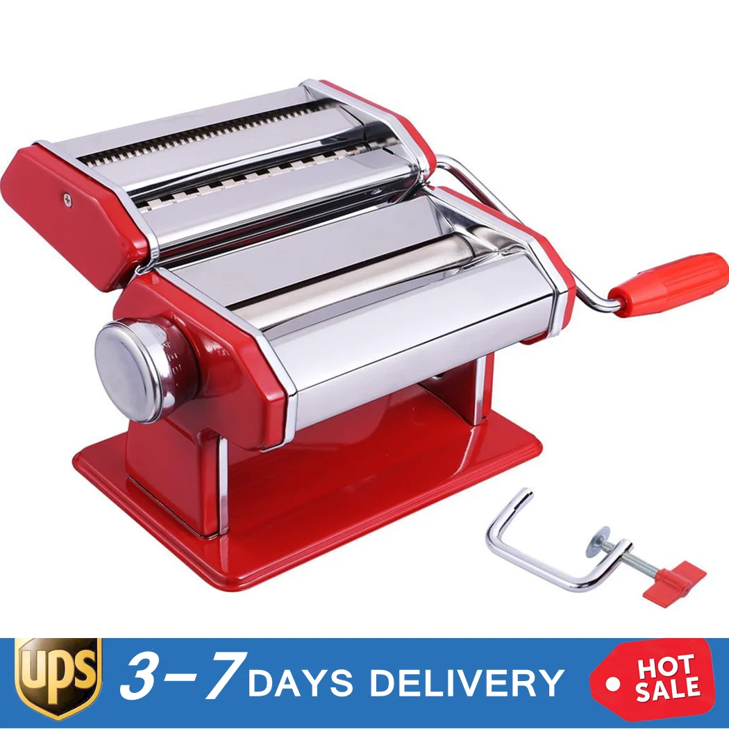 

Pasta Machine, 150 Roller Pasta Maker, 9 Adjustable Thickness Settings Noodles Maker with Aluminum Alloy Rollers and Cutter,Perf