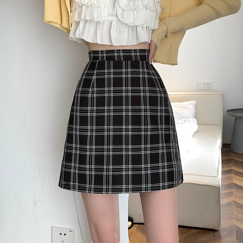 

Customize Plus Size 3XS-10XL Skirt for Woman Causal Women Retro Vintage Plaid Print Above Knee Min A Line Skirts