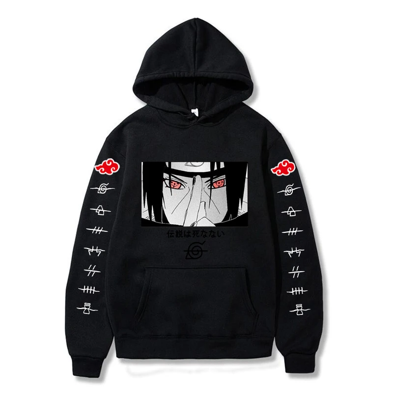 

Japanese Anime Akatsuki Cloud Symbols Pullover Hoodie Men Fashion Japan Hoodies Streetwear Itachi 2021autumn Winter Sweatshirt
