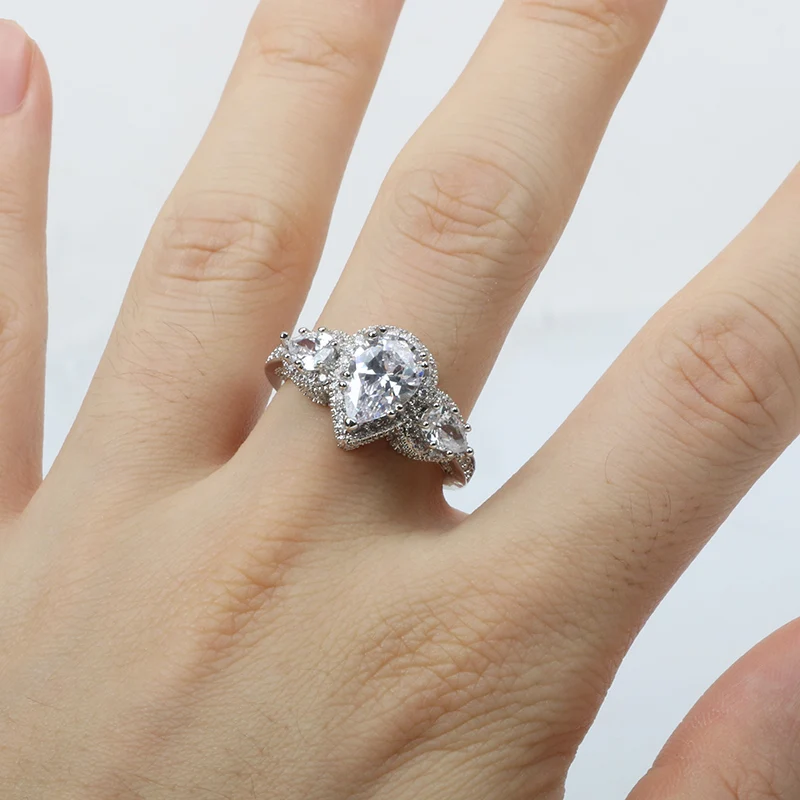

BIJOX STORY luxury ring for women silver 925 jewlery with water drop shape AAA zircon gemstone wedding engagement wholesale ring