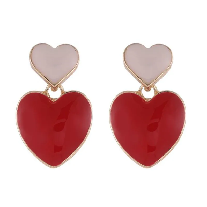 

Romantic Girl Red Heart Pendant Earrings Charming Women's Wedding Party Drop Earring Jewelry Valentine's Day Gifts