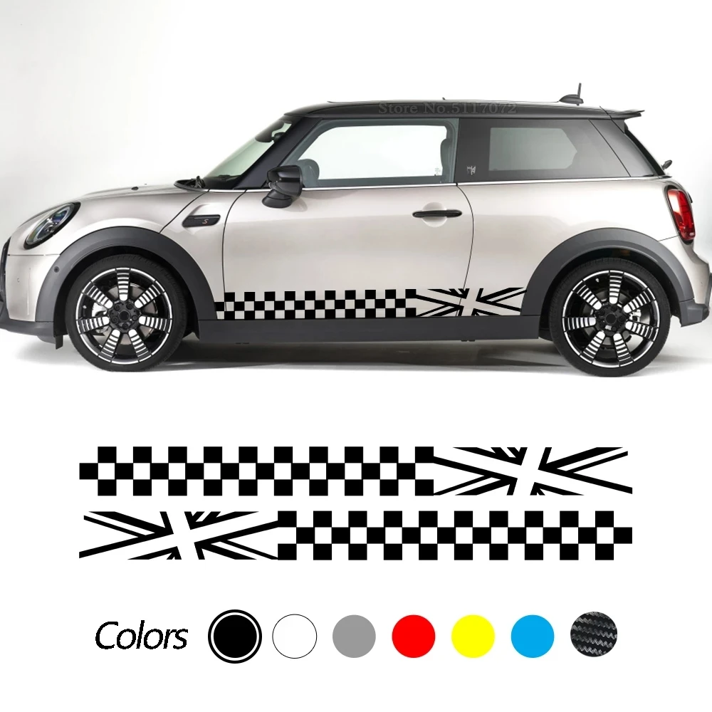

2Pcs Car Stickers Door Side Stripes Graphic Decal For Mini Cooper R56 R57 R58 R50 R52 R53 R59 R61 Countryman R60 F60 F55 F56 F54