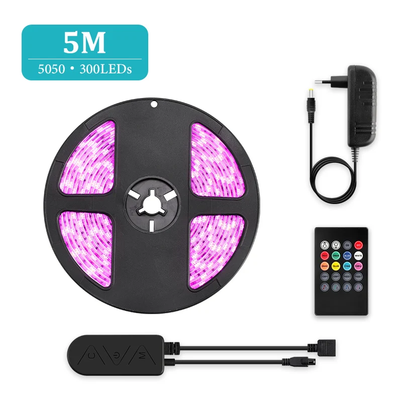 5050 300LEDs 5M Светодиодный светильник RGB 5 м/10 м 2835/5050 водонепроницаемая светодиодная лента с пультом дистанционного управления и Bluetooth контроллером для домашнего декора светильник ing - Испускаемый цвет: 5050 300LEDs 5M