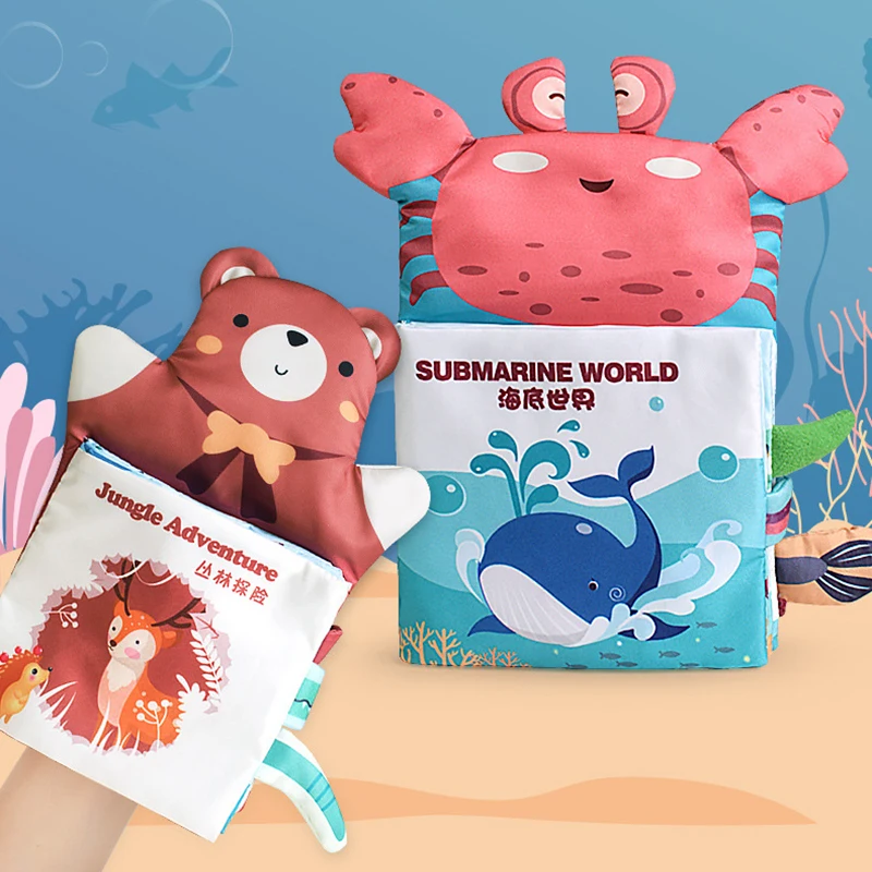 

Детская Мягкая тканевая книга, животные, Ручные куклы, игрушки Монтессори 0-12 месяцев для раннего обучения, 3D тканевые книги, книга в подарок