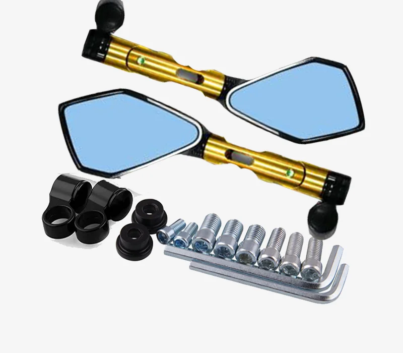 

2Pcs Bike Scooter Bar End Wing Side Mirror CNC Aluminum Motorcycle Rearview Mirror Gold Motorbike Accessories