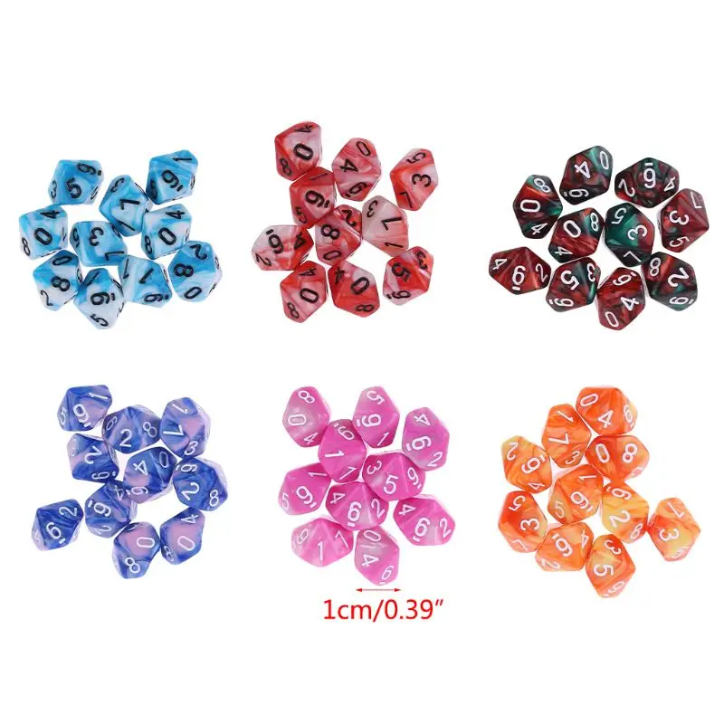 

60pcs/set 10 Sided D10 Polyhedral Dices Numbers Dials Desktop Table Board Game Drop Shipping