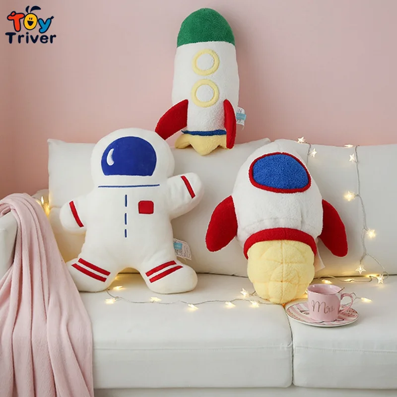 

Kawaii подушки космонавты и ракеты космический корабль самолет плюшевые игрушки мягкие плюшевые куклы домашний Декор Дети Мальчики Подарки