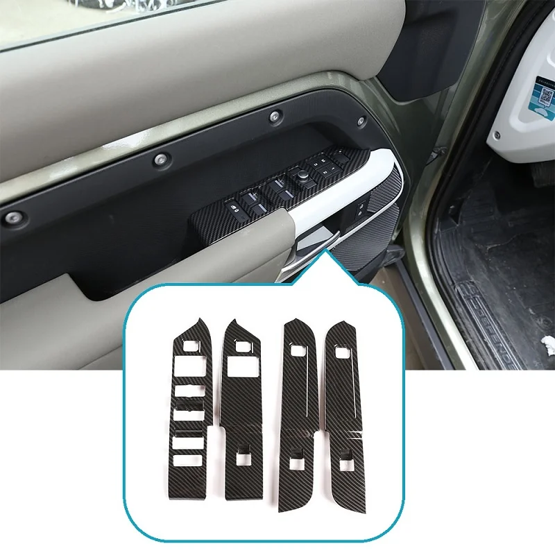 

LHD&RHD ABS Carbon Fiber Car Inner Window Lifter Switch Button Trim For Land Rover Defender 110 130 2020 Car Accessories