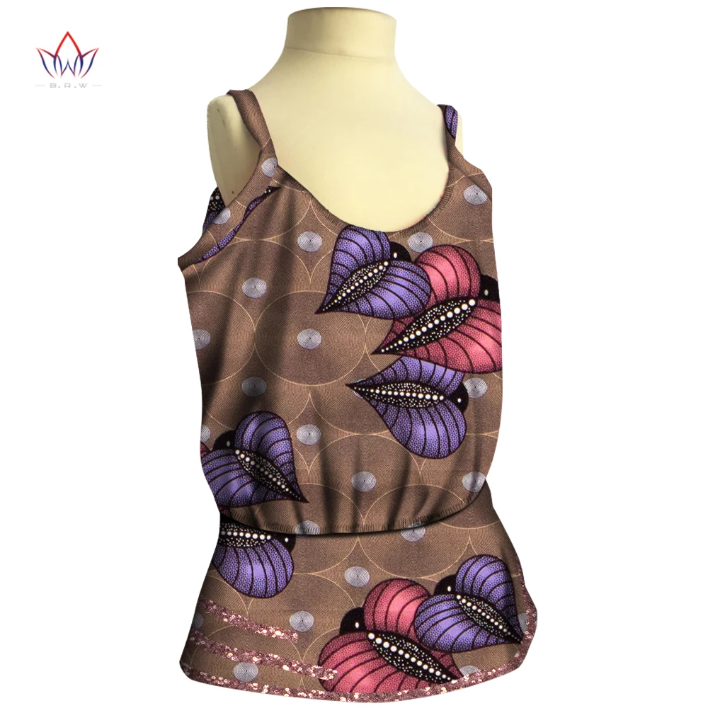 

2021 African-clothing-for-children Dashiki Traditional Cotton Cloth Matching Africa Print Children Summer Sleeveless Tops WYT501