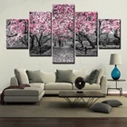 Картина на холсте для домашнего декора растений, Модульная картина с цветами вишни, современный постер с HD-печатью для 5 панелей, для гостиной, Настенная картина, рамка