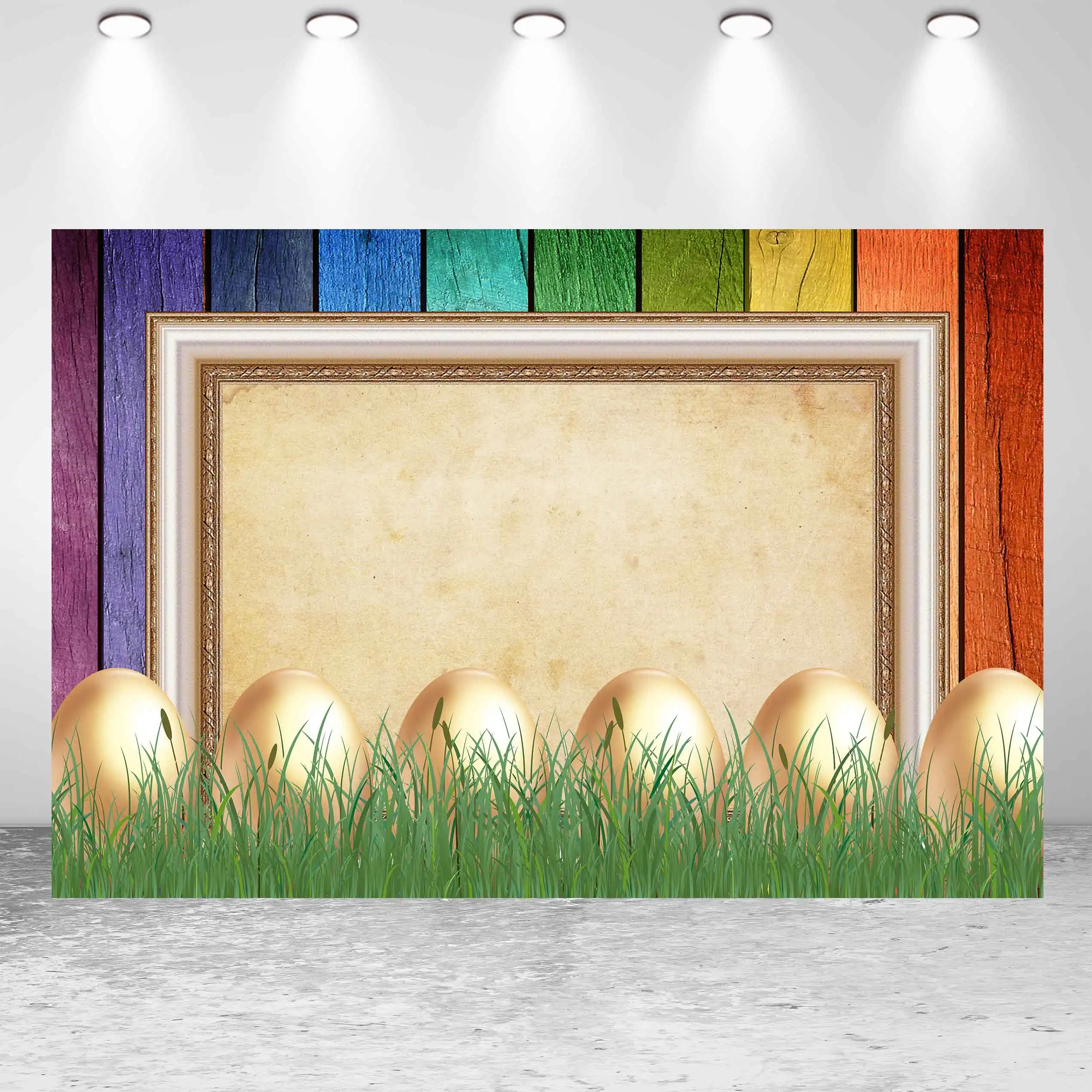 

Фон для фотосъемки с пасхальными изображениями кролика и яиц