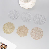 round shape snowflake hollow bronzing coaster table mat for coffee tables tableware cup pads home decoration kitchen accessories