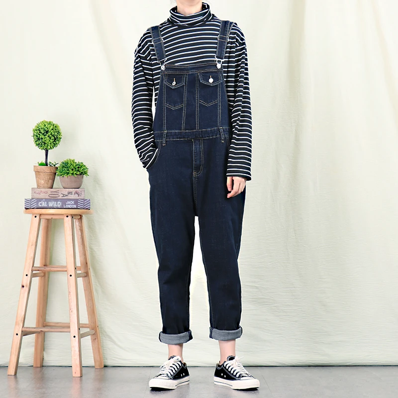 

Men's Bib Pants Retro Slim Denim Bib Pants Men's Korean Slim Pants Stretch Sling Pants More Sizes S-4XL 5XL