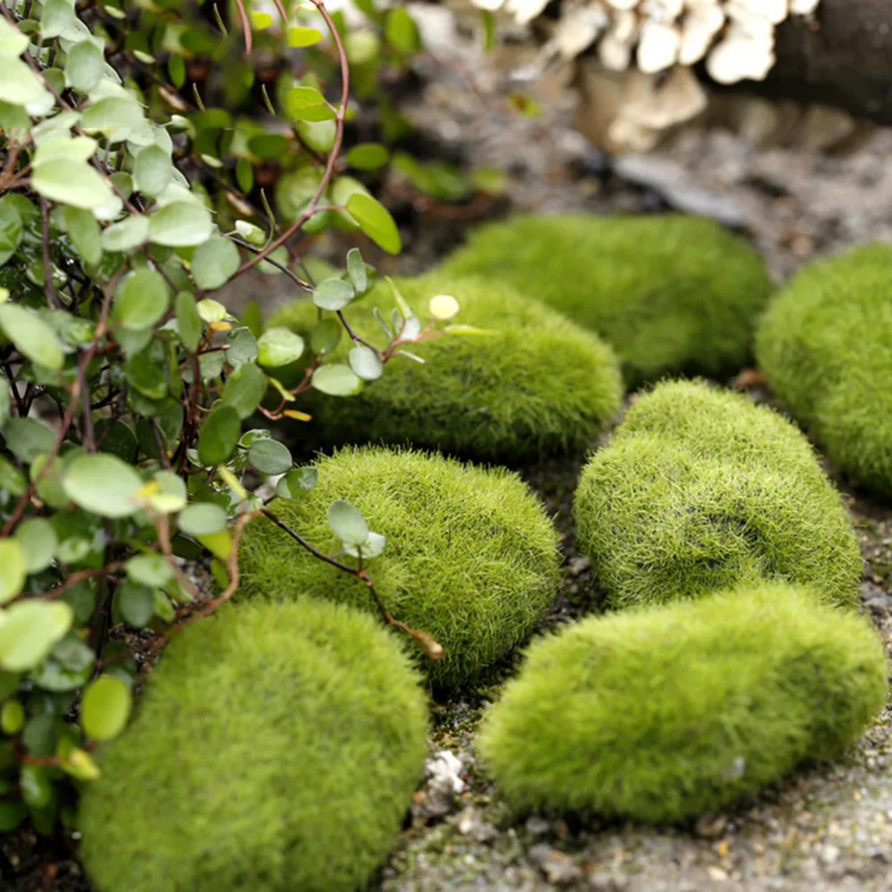 

Resin Mini Simulation moss stone Craft house Home Oranement Bonsai Succulent gnomes Micro Landscape Decoration 3size