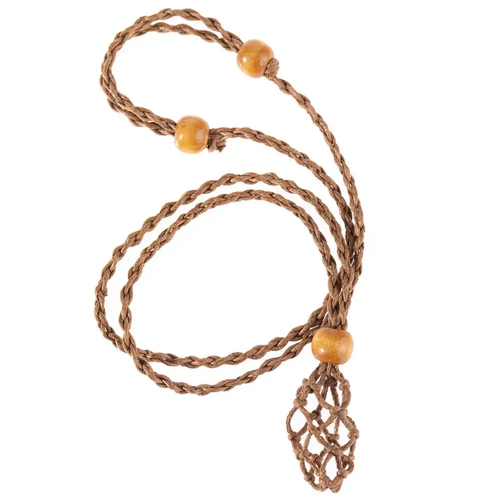 

HOT Handmade retro woven wax rope net bag DIY Bracelet Necklace Jewelry Rough stone net bag Necklace Cord Empty Stone Holder
