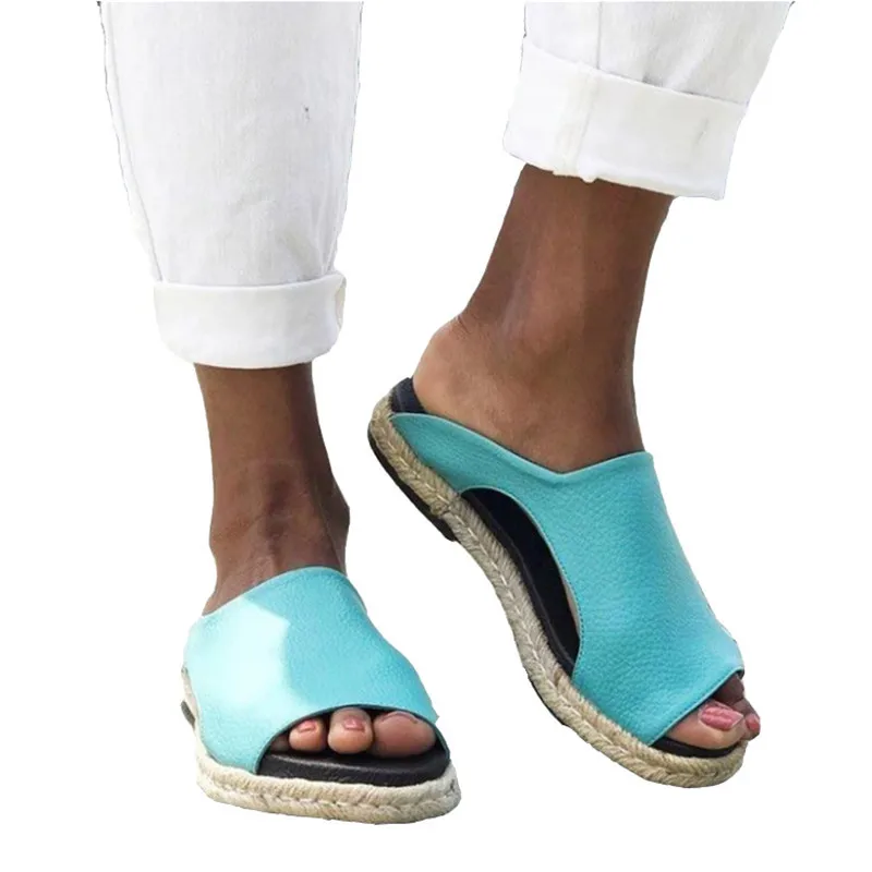 

2021 Spring Summer Women Sandals Female Flat Shoes Woman Slip On Platform Espadrille Roman Slipper Sandal Plus Sandalias Mujer