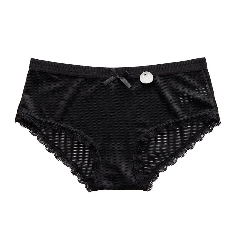 

Seamless Sexy Lace Woman Panties Girl Lingerie Cozy Solid Color Mesh Briefs Quality Cotton Crotch Mid Waist Cute Women Underwear