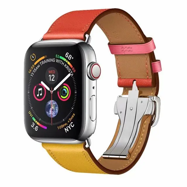 41mm 45mm Leather Loop for iWatch 42mm 38mm For Apple Watch Band SE7 6 5 4 3 2 1 Single Tour Deployment Buckle Strap 40mm 44mm | Наручные