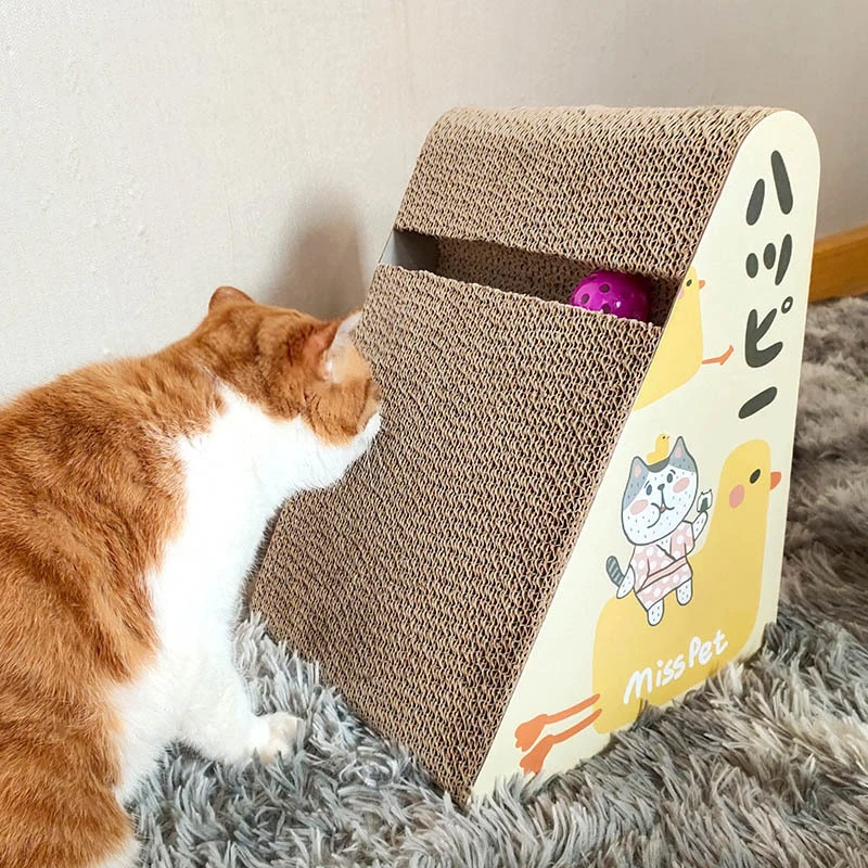 

Треугольная кошачья Когтеточка из гофрированной бумаги, дышащая Когтеточка, картонная Когтеточка, игрушка для котят, милая трехмерная Когт...