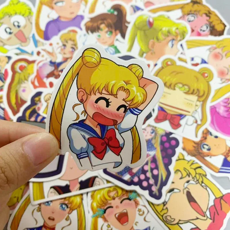 50 шт./упак. Kawaii Сейлор Мун мультфильм стикеры на клейкой основе для художественного оформления ногтей, ручная работа дневник канцелярские наклейки Детский подарок