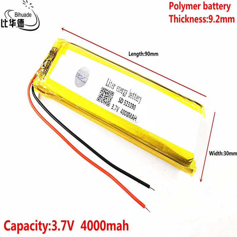 

Good Qulity 3.7V,4000mAH 923090 Polymer lithium ion / Li-ion battery for tablet pc BANK,GPS,mp3,mp4