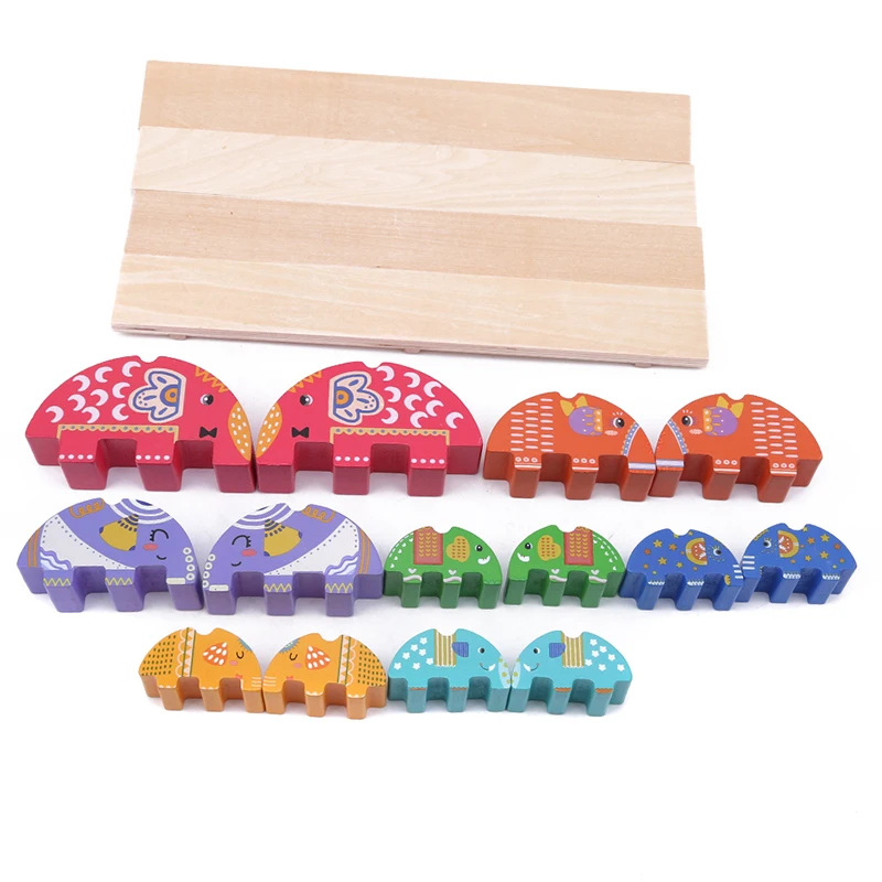 

Kids Wooden Toys Elephant Animals Balancing Game Kids Educational Toys For Baby Building Blocks Children Balance Toys