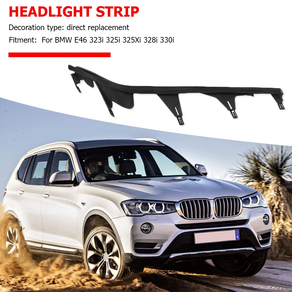 

VODOOL Car Left + Right Headlight Cover Strips for BMW 3 Series E46 323i 325i 325Xi 328i 330i 1998-2001 Auto Replacement Parts
