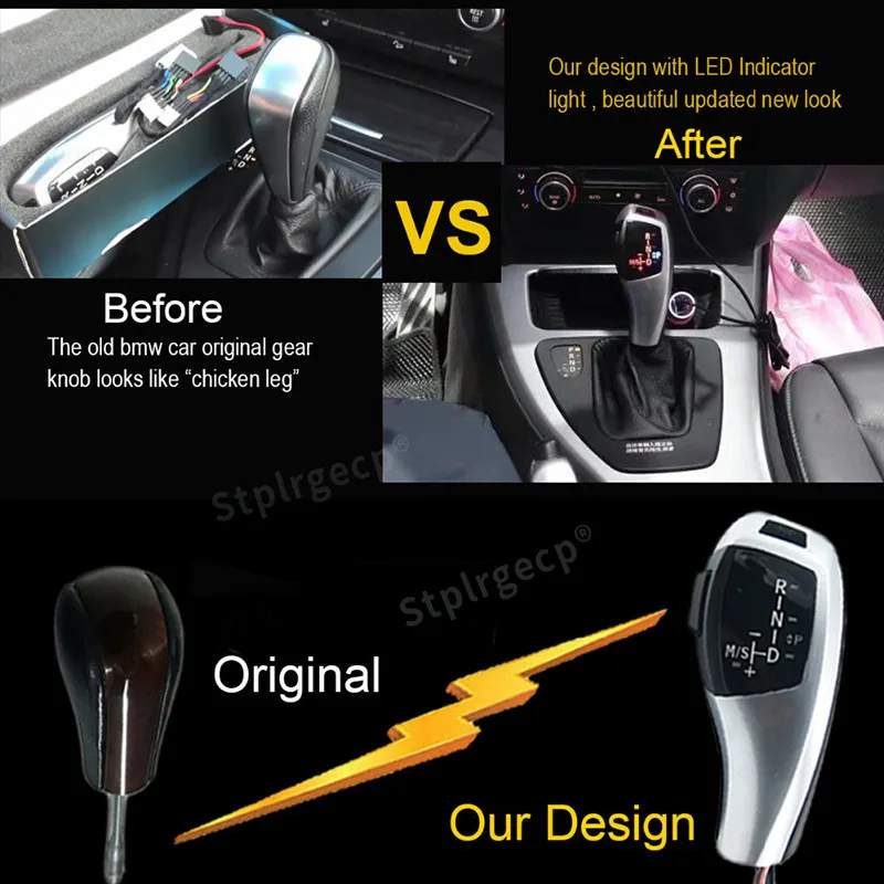 

For BMW 5 series 2004-2007 E61 Touring pre-LCI Carbon Fiber Black Silver LED Gear Shift Knob Shifter Lever