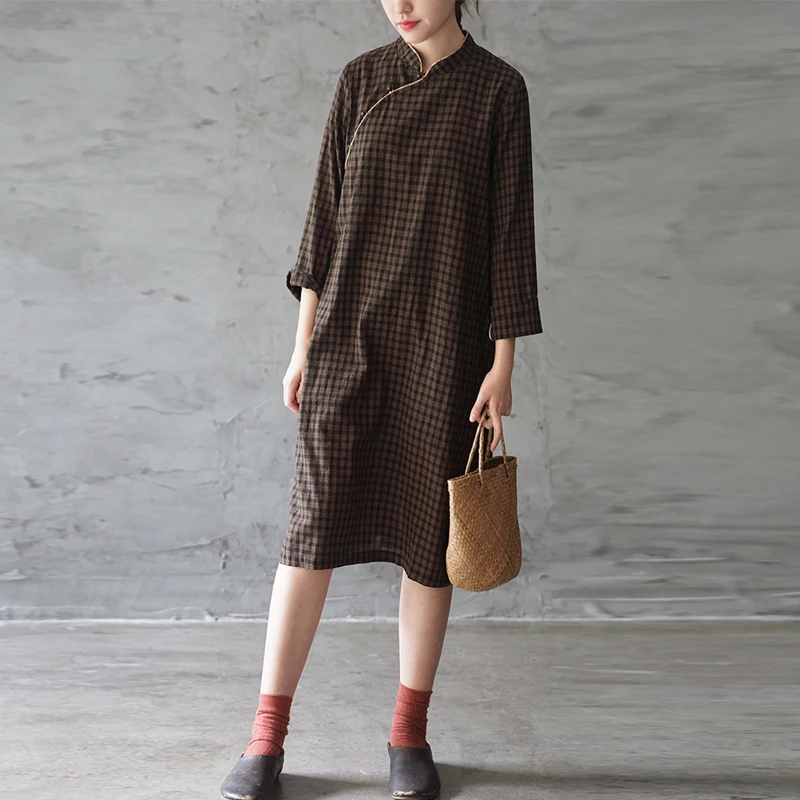 Новое платье Чонсам для отдыха в стиле ретро с пряжкой и сезон осень 2019 года