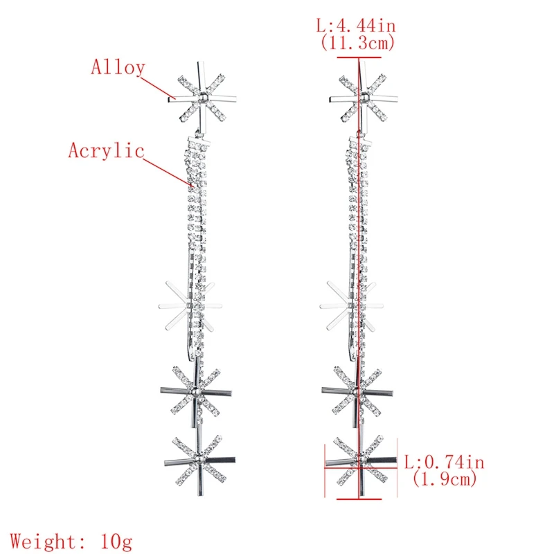 Fashion Crystal Drop Long Tassel Earring Dangle Brinco Ear Stud Oorbellen Trendy Statement Earrings Jewelry SPE482 | Украшения и