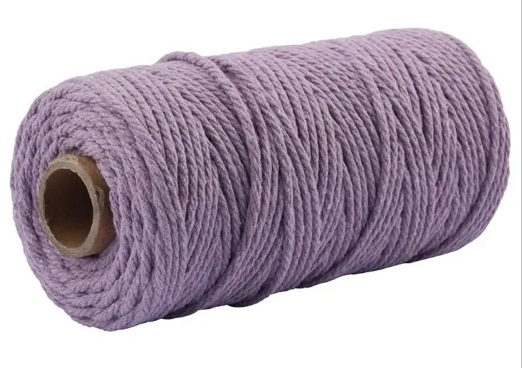 purple 35) 3 мм хлопок шнур красочный шнур веревка бежевый витой ремесло Макраме Веревка DIY Домашний текстиль свадебные декоративные поставки - Цвет: purple
