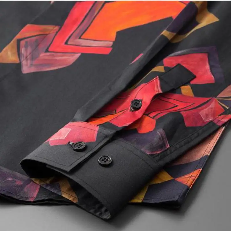 

2021 new Male Shirts Luxury Long Sleeve Allover Ptinted Casual Mens Dress Shirts Fashion Slim Fit Party Man Shirts 4XL