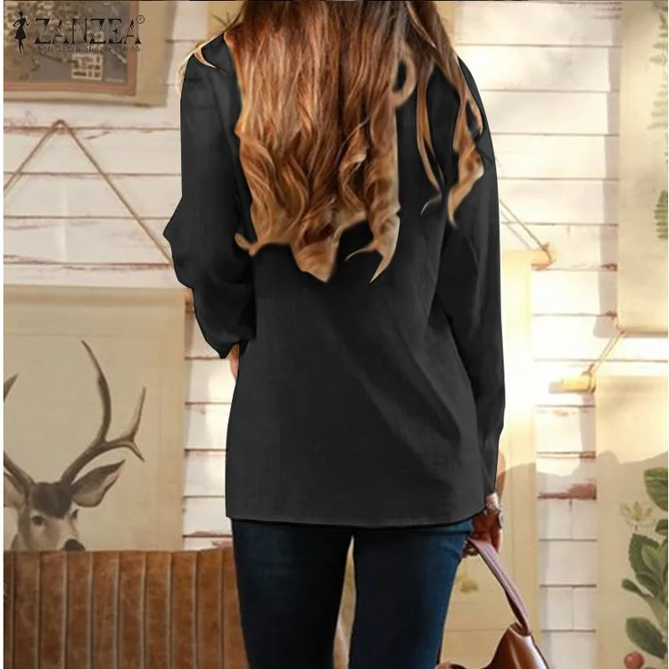 

Mandylandy Spring Solid Color Slim Lapel Long Sleeve Shirt Women's Casual Single-Breasted Turn-down Collar Irregular Shirt