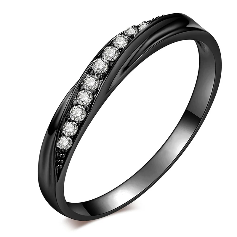 AMORUI Простой Круглый Обручальное кольцо Цирконий Обручение волна Bijoux (украшения своими руками) Bague Femme