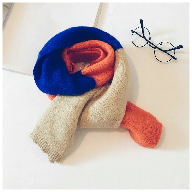 Осень зима 2019 вязаный детский шарф модный Джокер в Корейском стиле цветной