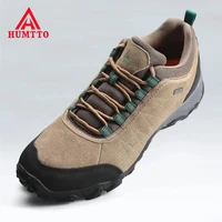 humtto men breathable trekking shoes outdoor sport sneakers suede leather hiking shoes men climbing trekking hunting sneakers