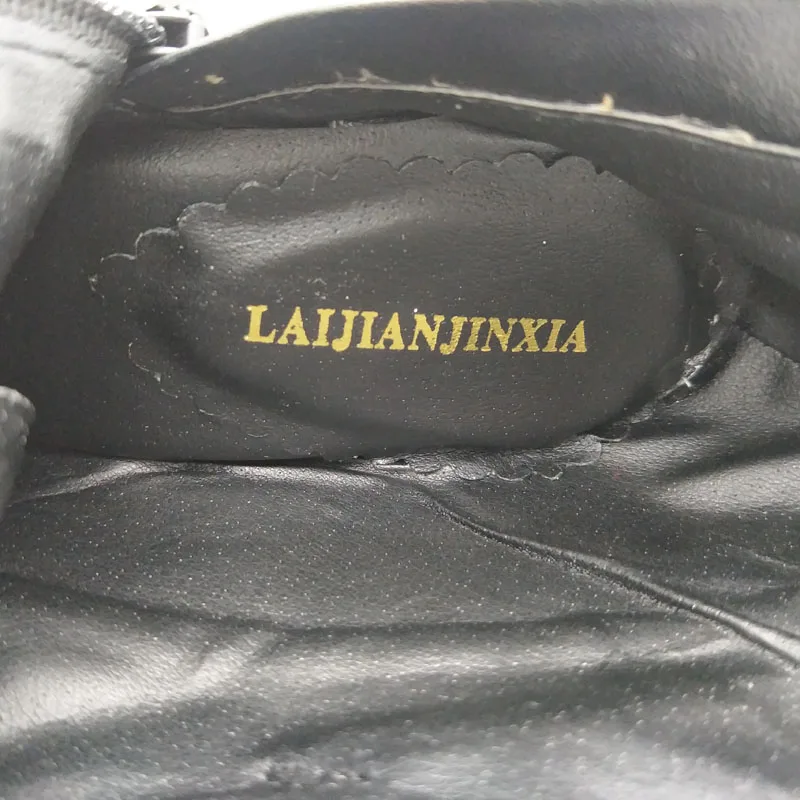 LAIJIANJINXIA/Новые черные сапоги до колена с пряжкой женские модные ботинки для сцены на очень высоком каблуке 15 см женские красные/белые