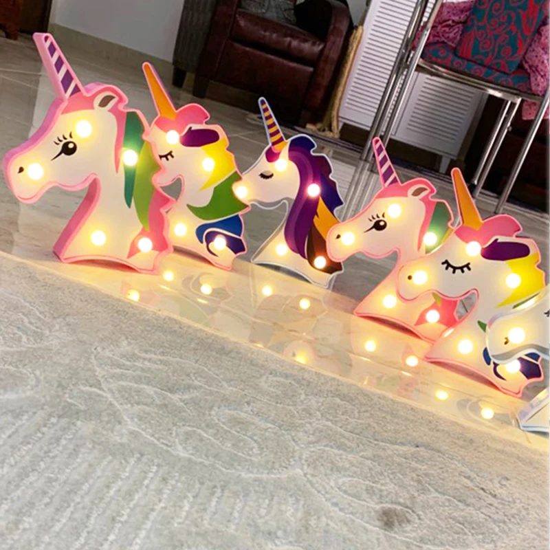 

Unicorn Head LED Night Light Baby Unicornio Party 3D Luminaria Lamp Children's Gift Bedroom Table Decoration Unicorn Party decor