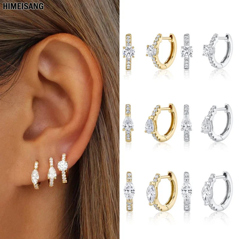 

Vintage Gold Silver Filled Huggie Earrings Women Unusual CZ Zircon Hoop Earrings Woman's Ear Rings Circle Earings Jewelry Aretes