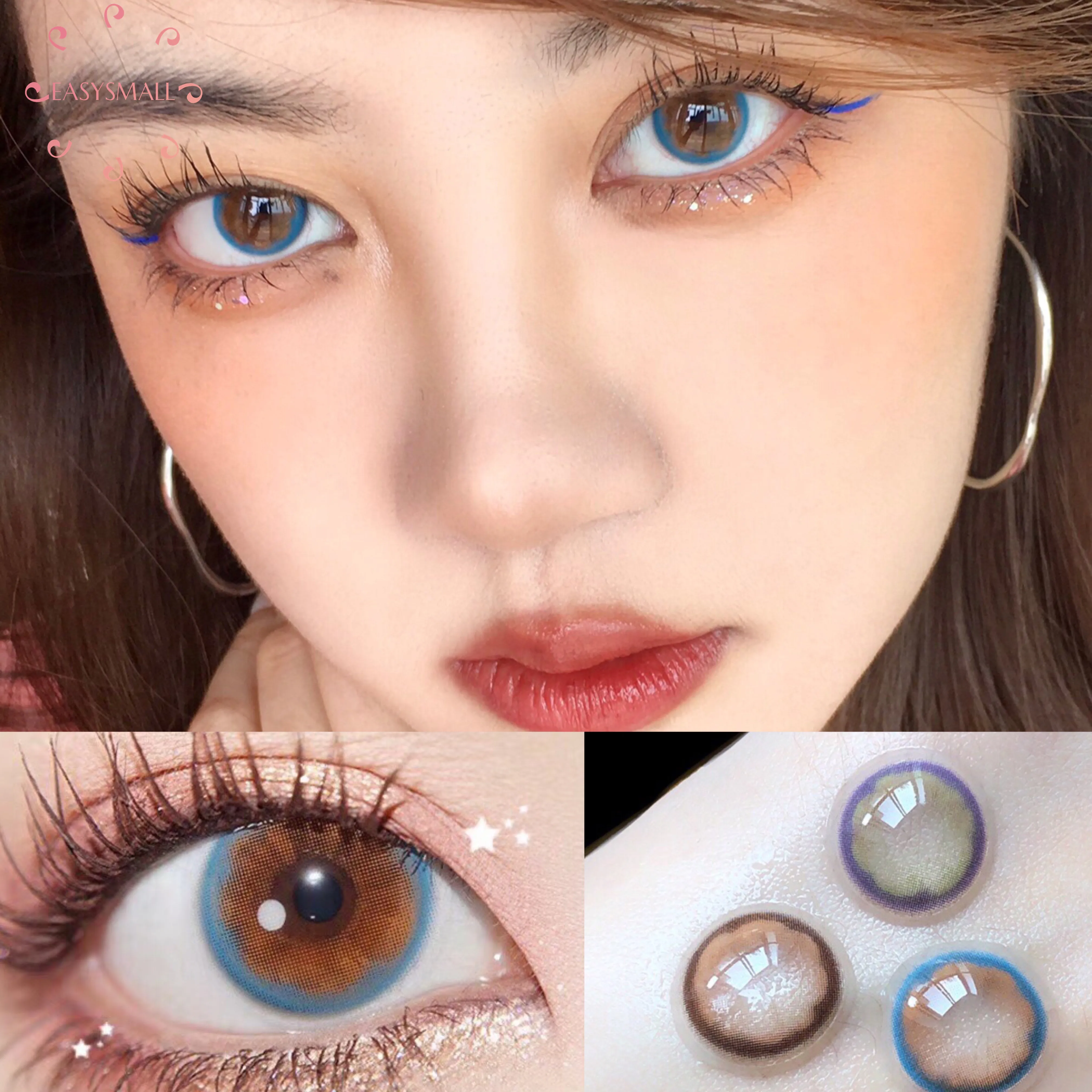 

Easysmall girl синяя коричневая уникальная высококачественная маленькая Красивая ученическая линза для глаз цветные контактные линзы косметика по рецепту для близорукости