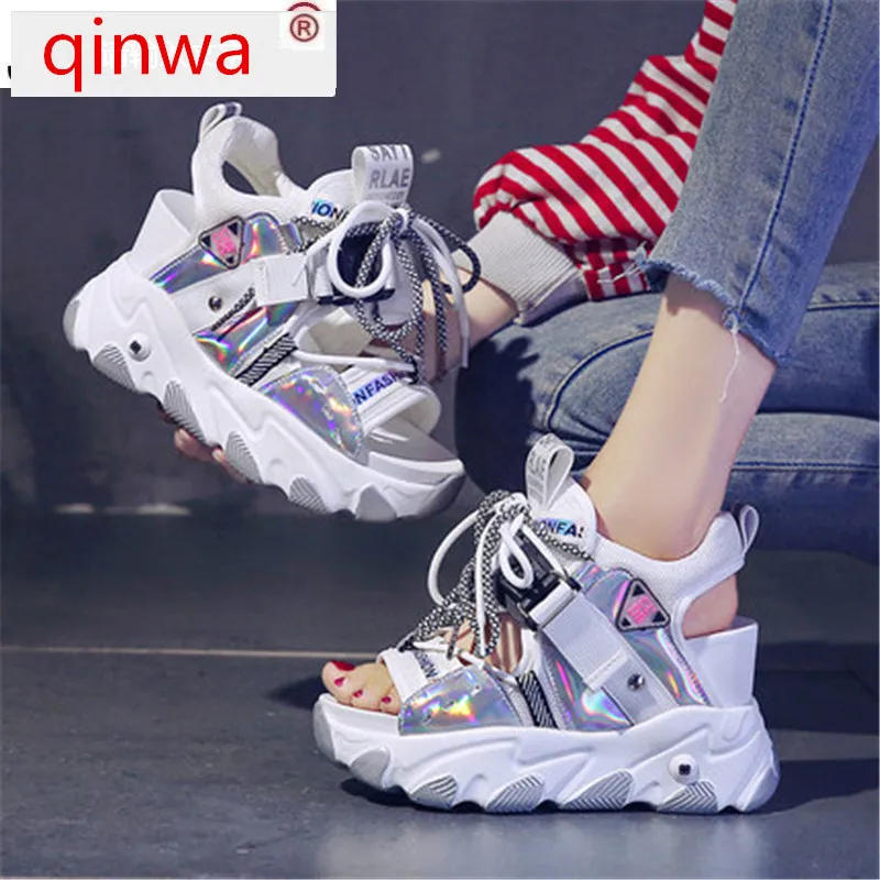 

Women Chunky Platform Sandals Fashion Summer Mixed Colors 2021 Wedge Female Beach Shoes Sweet Campus Style Open Toe High Heels