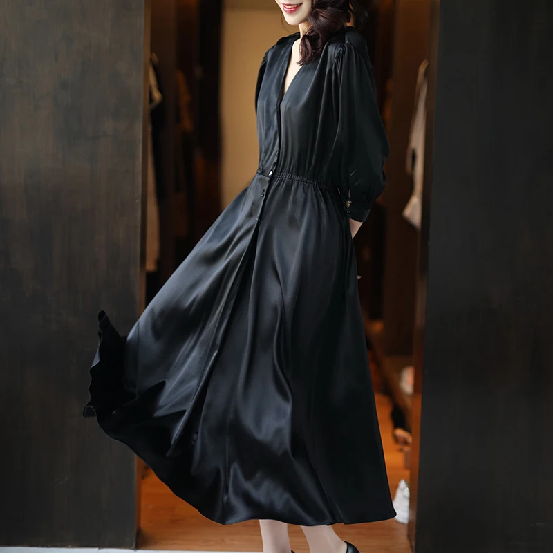 

Женское длинное платье из натурального шелка, облегающее винтажное платье из 100% натурального шелка, Zjt2211, лето 2021