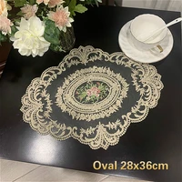 european lace embroidery oval placemat wine cup coaster bedroom study table place mat food and beverage fruit plate coffee pad