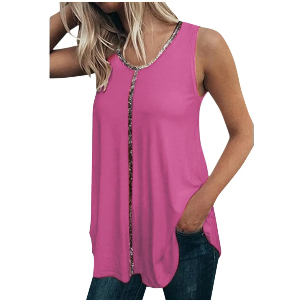 Женская летняя однотонная майка Повседневная Свободная без рукавов с v-образным