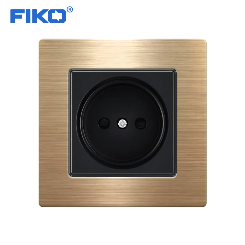 FIKO EU Russia standard power socket Stainless Steel Panel family hotel wall power socket 86*86mm