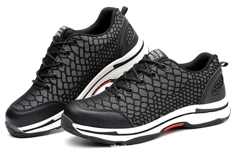 

New Exhibition Fashion Safety Shoes Men Lightweight Mesh Breathable Night Reflective Casual Sneaker Men Steel Toe Work Shoe