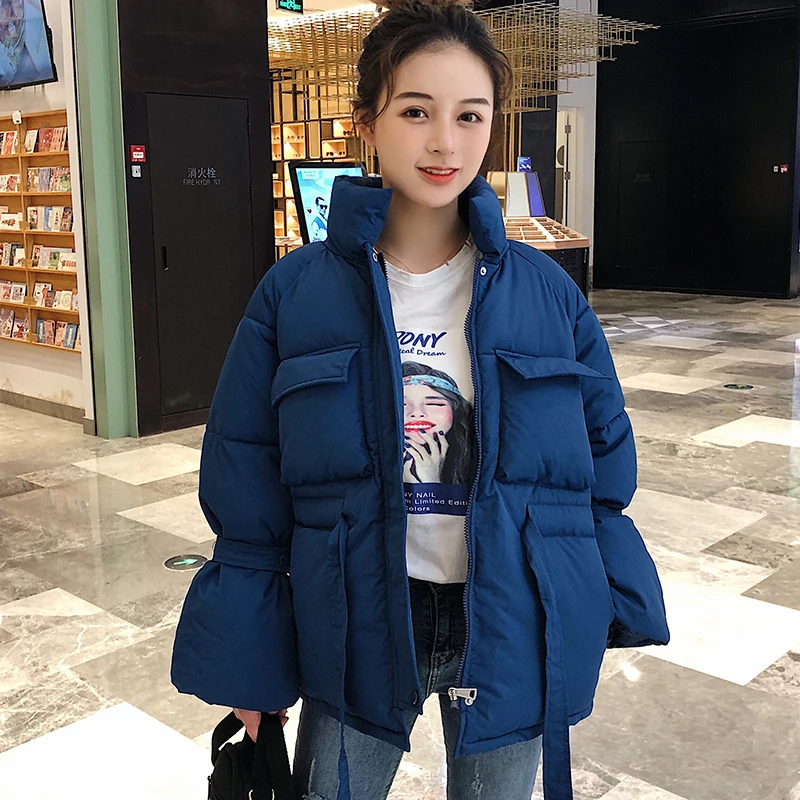 Fitaylor/зимние хлопковые куртки с воротником-стойкой короткий дизайн Милая Красная