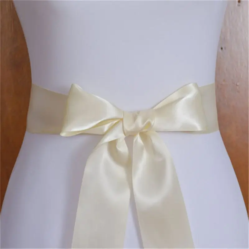 

simple solid silk ribbon sash elagant waistband belt for female dress W30018