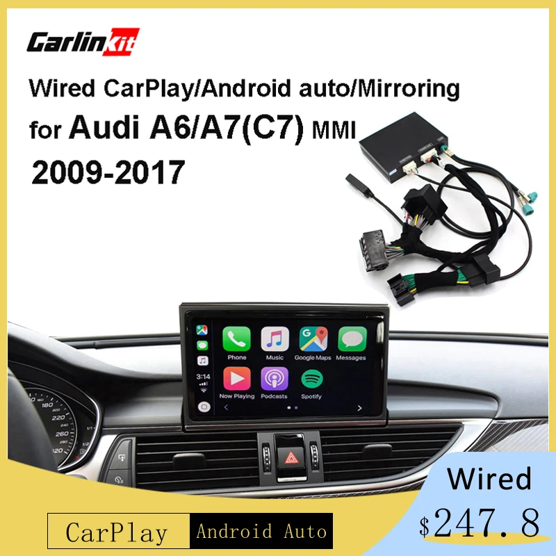 Carlinkit проводной Apple CarPlay декодер для Audi A6 A7(C7) 3g/3g+ MMI muItimedia интерфейс CarPlay и Android авто комплект модернизации