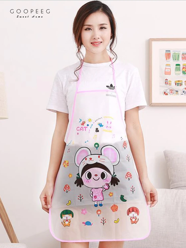 Милый Детский прозрачный фартук для кухни без рукавов с мультяшным аниме